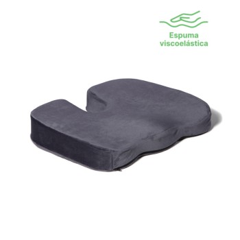 Cojín viscoelástico ortopédico para coxis en color gris oscuro con hendidura ergonómica
