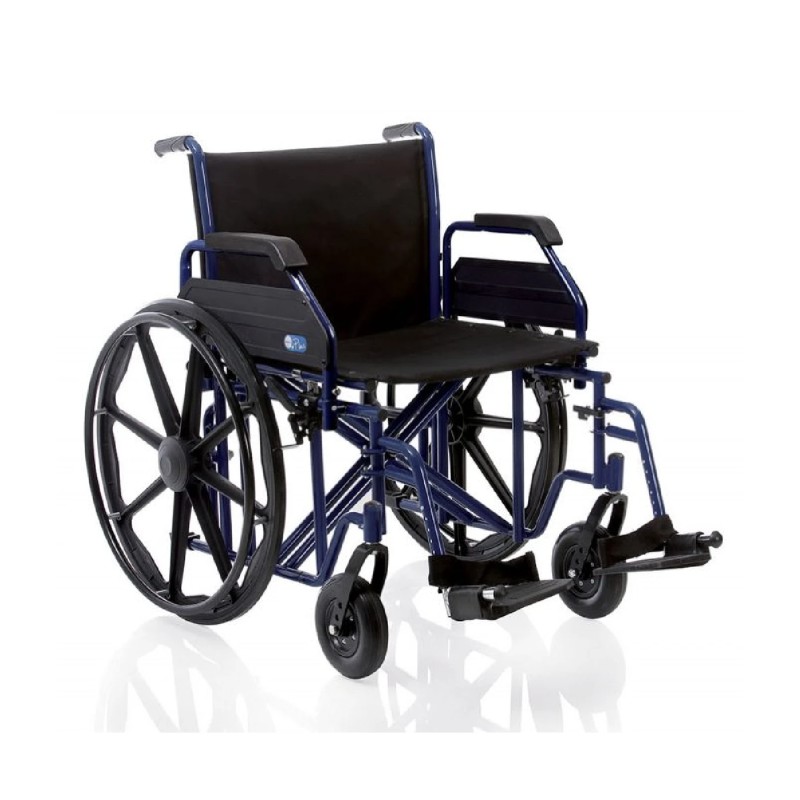 Silla de ruedas bariátrica de ancho especial y estructura reinforced en acero pintado.