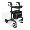 Andador rollator Libercar Karbon en fibra de carbono ultraligero con bolsa frontal.