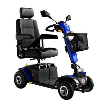 Scooter eléctrico Libercar Dolce Vita azul con luces LED, amortiguación y asiento Deluxe.