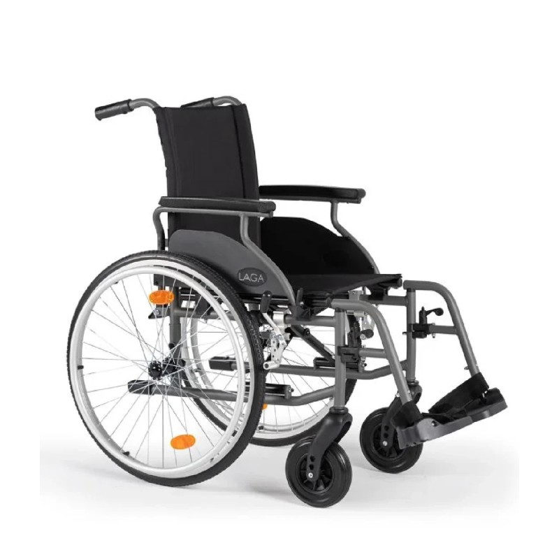 Silla de ruedas manual de acero Wellell Laga autopropulsable plegable.