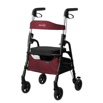 Andador ligero de aluminio W04 con asiento acolchado, cesta inferior y freno de mano.