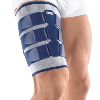 Muslera de compresión ajustable Bauerfeind MyoTrain con cintas de velcro y almohadillas funcionales.