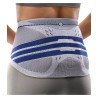Faja lumbar activa Bauerfeind LumboTrain con almohadilla de masaje viscoelástica y pasadores de mano.
