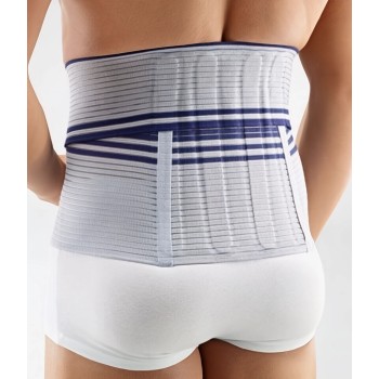 Órtesis lumbar de estabilización Bauerfeind LordoLoc con cinturones de tracción ajustables.