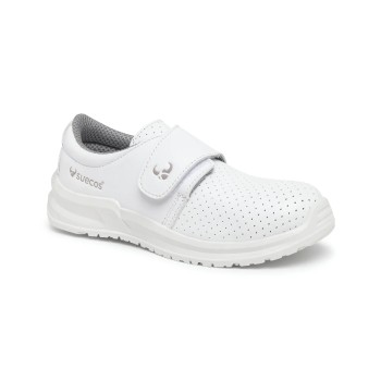 Zapato sanitario profesional Eir con cierre de velcro en color blanco.