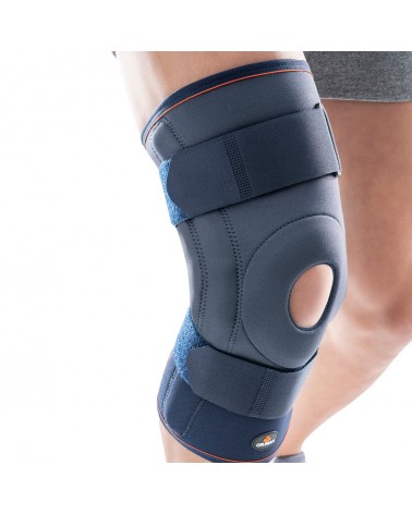 RODILLERA DE NEOPRENO CON RÓTULA ABIERTA, ARTICULACIÓN MONOCÉNTRICA Y CINCHAS DE SUJECIÓN
